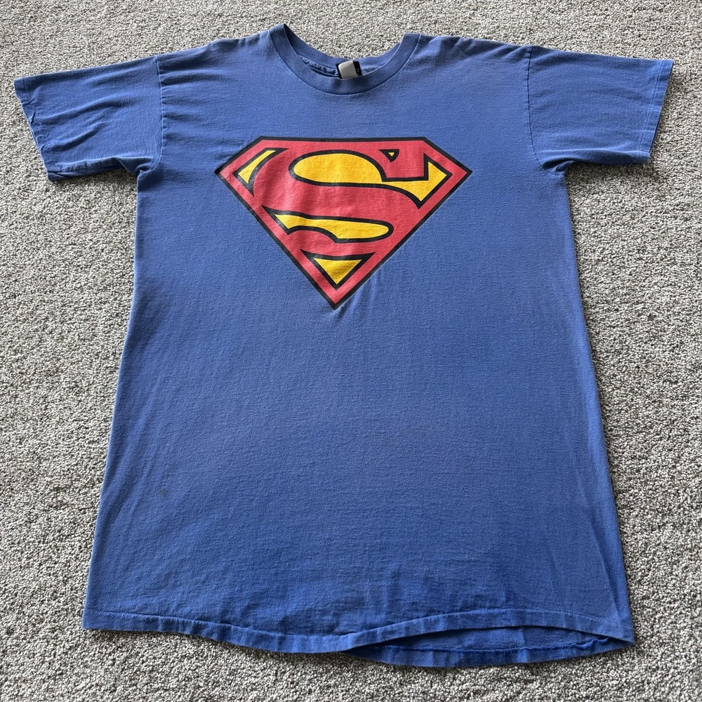 Vintage 1995 DC Comics Superman Shirt Mens One Size Blue Graphic Tee T-Shirt